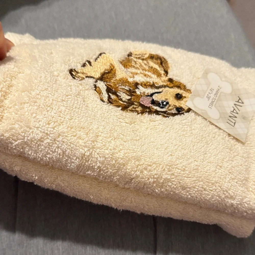 Avanti Cream Dog Embroidered Pet Towel
